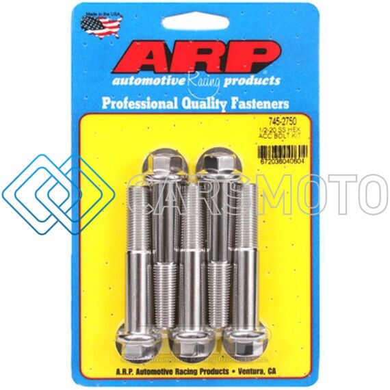 ARP 745-2750 1/2-20 IN. THREAD, 2.75 IN STAINLESS STEEL 300 BOLTS - SET OF 5