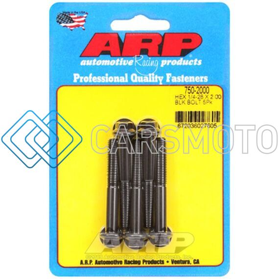 ARP 750-2000 1/4-28 X 2.000 HEX BLACK OXIDE BOLTS
