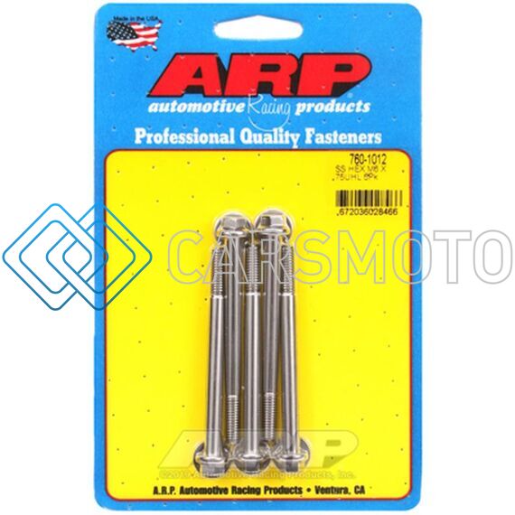 ARP 760-1012 M6 X 1.00 X 75 HEX SS BOLTS
