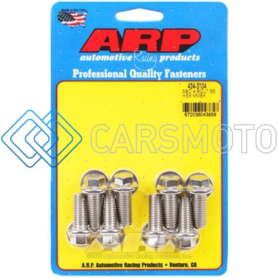 ARP 434-3104 SB CHEVY 4-BOLT SS HEX MOTOR MOUNT BOLT KIT