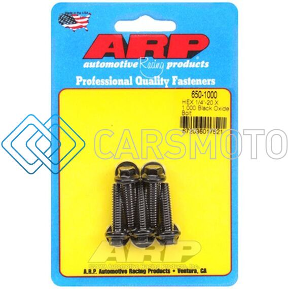 ARP 650-1000 1/4-20 X 1.000 HEX BLACK OXIDE BOLTS