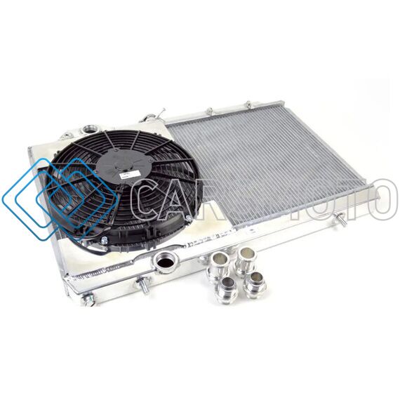 CSF 7075 96-07 MITSUBISHI EVO 4/5/6/7/8/9 FULL-SLIM RADIATOR W/12IN FAN & SHROUD/-16AN & SLIP ON FITTING