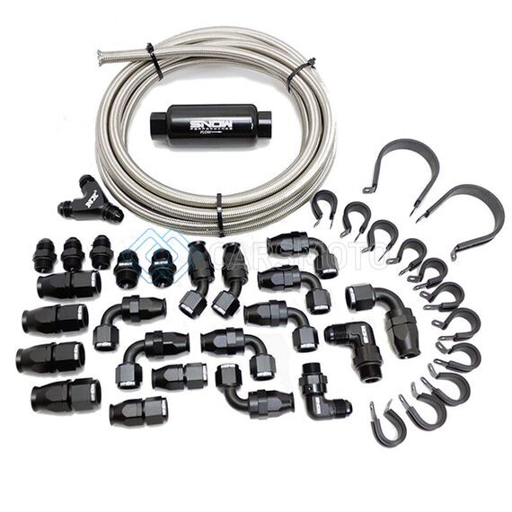 SNOW 8AN SNF-60801 BRAIDED STAINLESS PTFE FUEL LINE KIT - 30FT