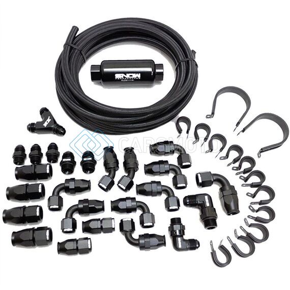 SNOW PERFORMANCE SNF-60801B 8AN BRAIDED STAINLESS FUEL LINE KIT - BLACK LINE