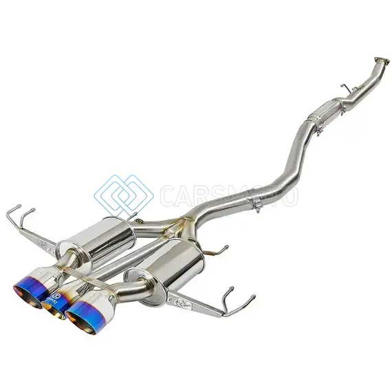 AFE 49-36616-L TAKEDA 3IN 304 SS CAT-BACK EXHAUST W/ BLUE FLAME TIPS 2017+ HONDA CIVIC TYPE R I4 2.0L (T)