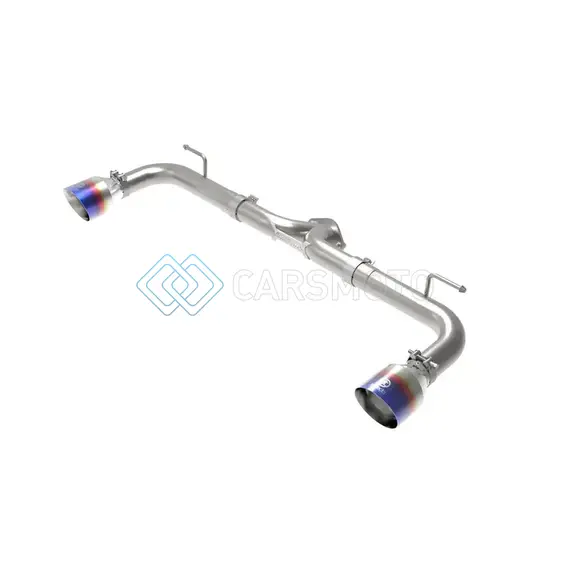AFE 49-37014-L TAKEDA 2-1/2IN 304 SS AXLE-BACK EXHAUST W/ BLUE FLAME TIPS 14-18 MAZDA 3 L4 2.0L/2.5L