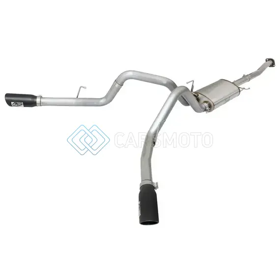 AFE 49-43070-B MACHFORCE XP EXHAUST 3IN SS DUAL SIDE EXIT CB W/ BLACK TIPS 15 FORD F150 ECOBOOST V6-2.7L/3.5L