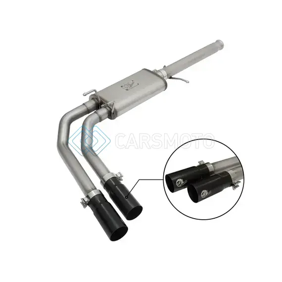 AFE 49-44062-B REBEL SERIES CB 3IN MIDDLE SIDE EXIT SS EXHT W/ BLACK TIPS 09-16 CHEVY SILVERADO/GMC SIERRA 1500