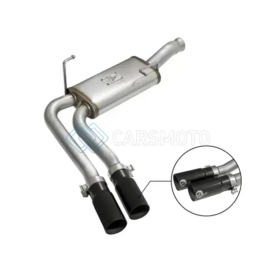 AFE 49-44070-B REBEL SERIES CB MIDDLE-SIDE EXIT SS EXHAUST W/ BLACK TIPS 09-16 GM SILVERADO/SIERRA V6/V8