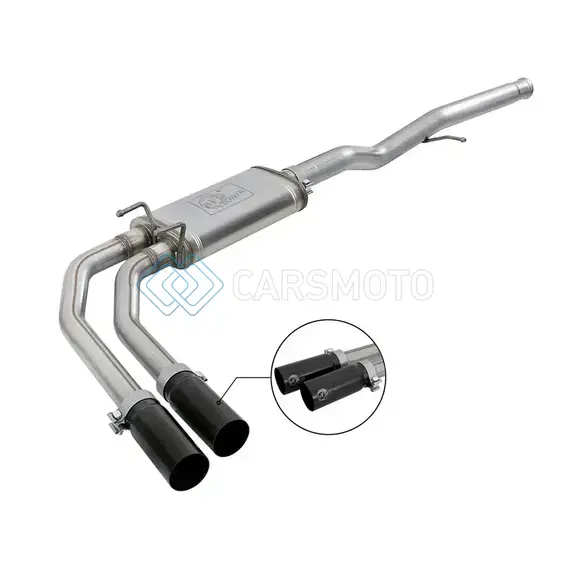 AFE 49-44098-B REBEL SERIES 3IN TO 2.5IN 409 SS CAT-BACK EXHAUST W/ BLACK TIPS 09-18 GM SILVERADO/SIERRA 5.4L