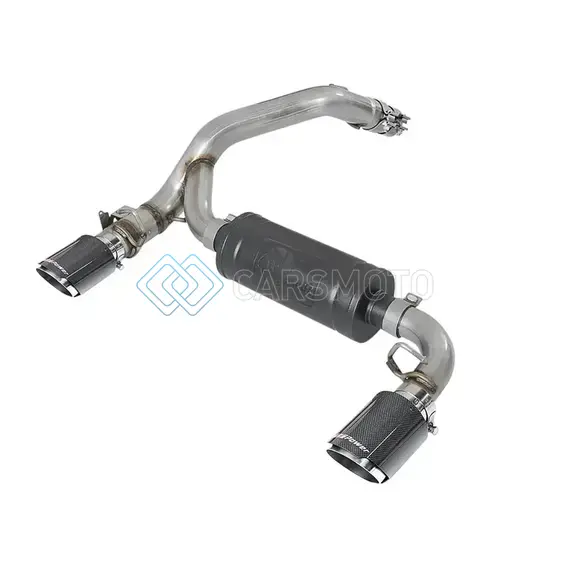 AFE 49-33104-C TAKEDA 3IN 304 SS AXLE-BACK EXHAUST SYSTEM W/ CARBON FIBER TIPS 16-18 FORD FOCUS RS I4-2.3L (T)