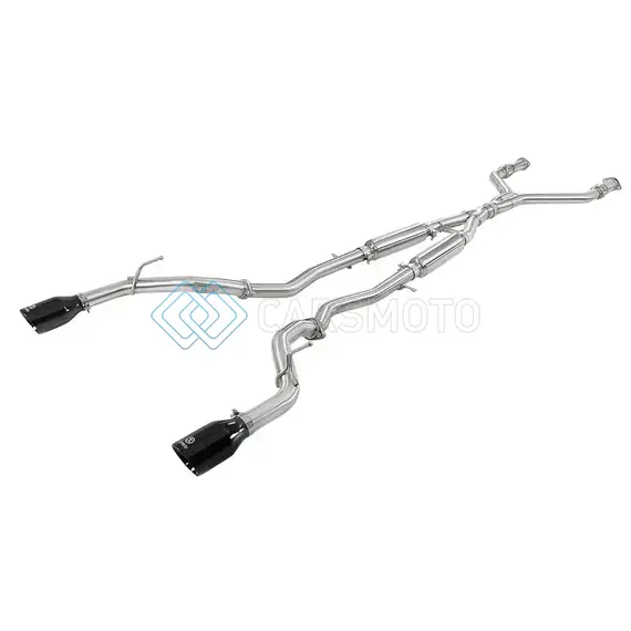 AFE 49-36132NM-B TAKEDA 2.5IN 304 SS CAT-BACK EXHAUST SYSTEM W/ BLACK TIPS 16-18 INFINITI Q50 V6-3.0L (TT)