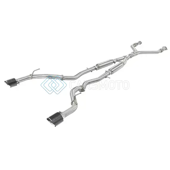 AFE 49-36132NM-C TAKEDA 2.5IN 304 SS CAT-BACK EXHAUST SYSTEM W/ CARBON FIBER TIPS 16-18 INFINITI Q50 V6-3.0L (TT)