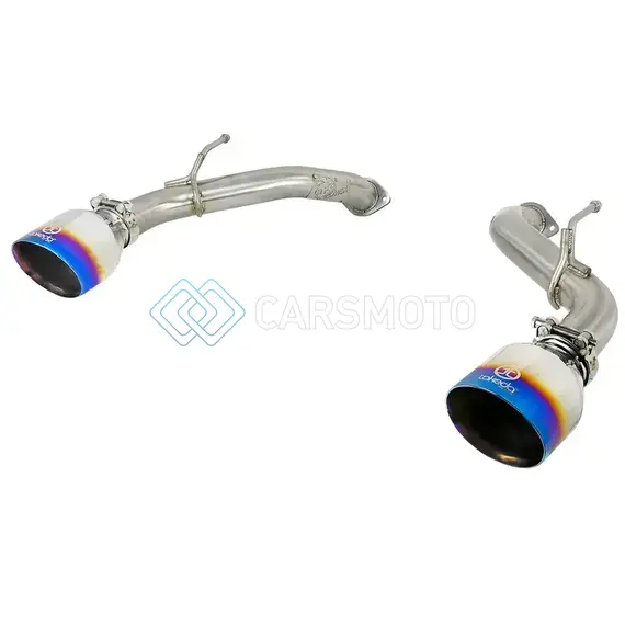AFE 49-36133NM-L POWER TAKEDA 2.5IN 304 SS AXLE-BACK EXHAUST W/ BLUE FLAME TIPS 17-19 INFINITI Q60 V6-3.0L (TT)