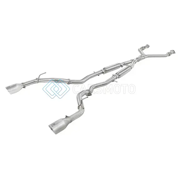 AFE 49-36134NM-P POWER TAKEDA 2.5IN 304 SS CB EXHAUST W/ POLISHED TIPS 17-19 INFINITI Q60 V6-3.0L (TT)