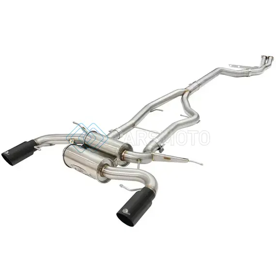 AFE 49-36328-B MACHFORCE XP SS-304 BLACK TIP 3.0IN-2.5IN DIA CAT BACK EXHAUST 11-13 BMW 335I (E90/E92) 3.0L