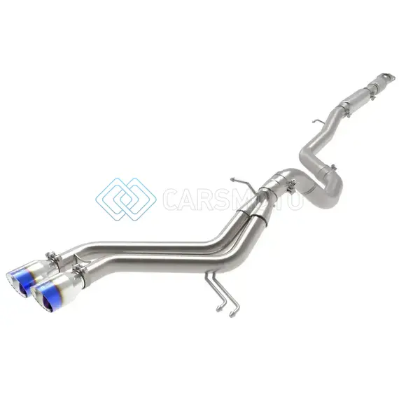 AFE 49-37018-L TAKEDA 2-1/2IN TO 3IN SS-304 CAT-BACK EXHAUST W/ BLUE FLAME TIPS 13-17 HYUNDAI VELOSTER L4-1.6L
