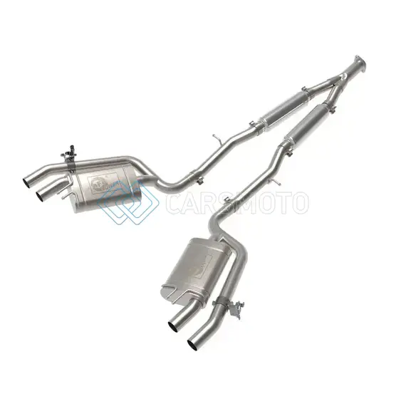 AFE 49-37034 GEMINI XV 3IN TO DUAL 2-1/2IN 304 SS CAT-BACK EXHAUST W/ CUT-OUT 18-21 KIA STINGER L4-2.0L (T)
