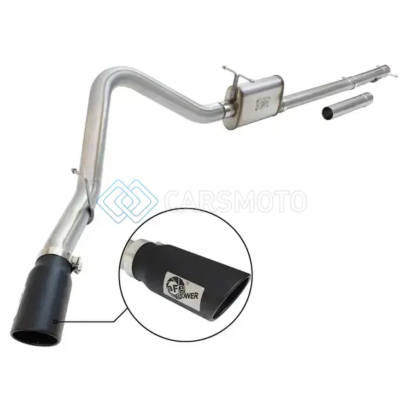 AFE 49-43076-B MACHFORCE XP EXHAUST 3IN-3.5IN SS SINGLE SIDE EXT CB W/ BLACK TIP 99-04 FORD F150 V8 5.4L/6.8L