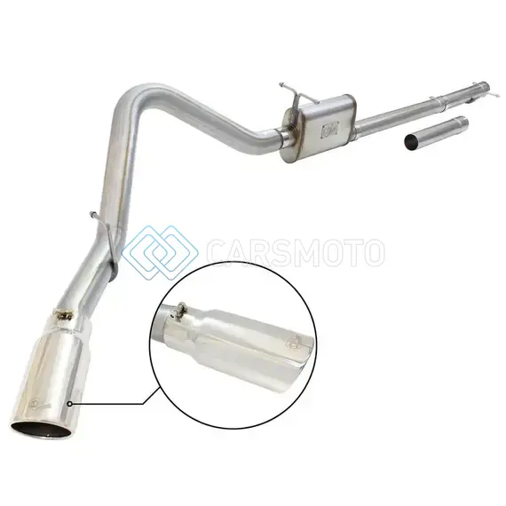 AFE 49-43076-P MACHFORCE XP EXHAUST 3IN-3.5IN SS SINGLE SIDE EXT CB W/ POLISH TIP 99-04 FORD F-250 V8 5.4L/6.8L