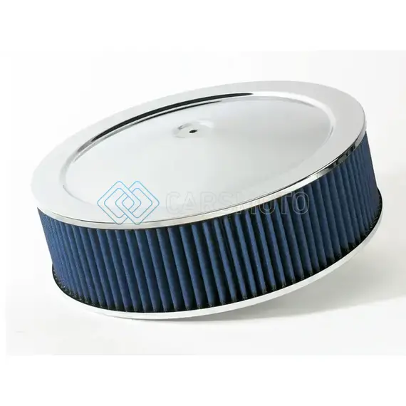 AFE 18-21402 MAGNUMFLOW AIR FILTERS ROUND RACING P5R A/F CHROME ASSY 14X4: BLK/BLUE E/M