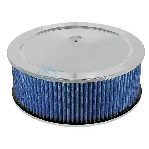 AFE 18-21403 MAGNUMFLOW AIR FILTERS ROUND RACING P5R A/F CHROME ASSY 14X5: BLK/BLUE E/M