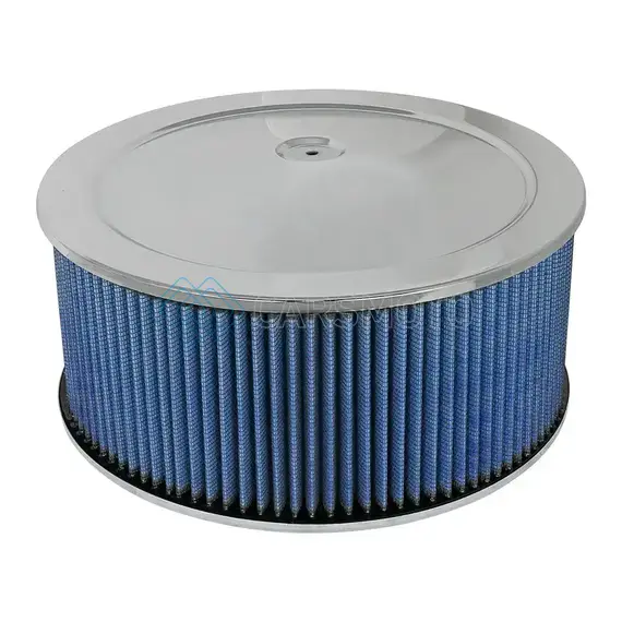 AFE 18-21404 MAGNUMFLOW AIR FILTERS ROUND RACING P5R A/F CHROME ASSY 14X6: BLK/BLUE E/M