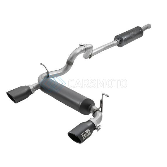AFE 49-38066-B REBEL SERIES 2.5IN 304 SS CAT-BACK EXHAUST W/ BLACK TIPS 2018+ JEEP WRANGLER (JL) V6 3.6L
