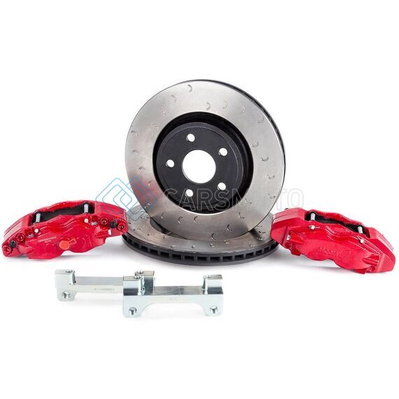 ALCON BKF5459AX02 2007+ JEEP JK 350X32MM ROTORS 4-PISTON RED CALIPERS FRONT BRAKE UPGRADE KIT