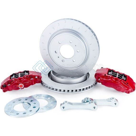 ALCON BKR5059D07 10-14/17-18 RAPTOR/09-17 F150 360X32 ROTORS 4-PISTON REAR BRAKE KIT W/O ELECT PARK BRAKE - RED