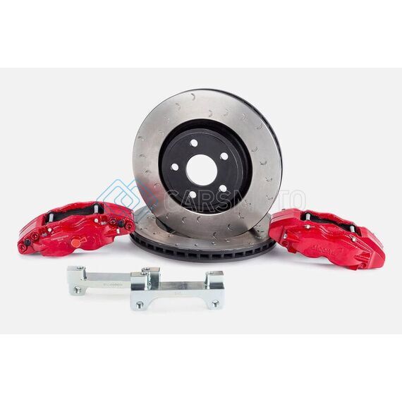 ALCON BKR5059D16 2007+ JEEP JK W/ 5X5.5IN HUB 355X22MM ROTOR 4-PISTON CALIPERS REAR BRAKE UPGRADE KIT - RED
