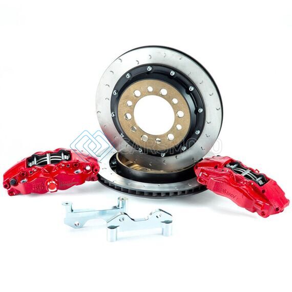 ALCON BKR5059D17 2007+ JEEP JK W/ 6X5.5IN HUB 355X22MM ROTOR 4-PISTON CALIPERS REAR BRAKE UPGRADE KIT - RED