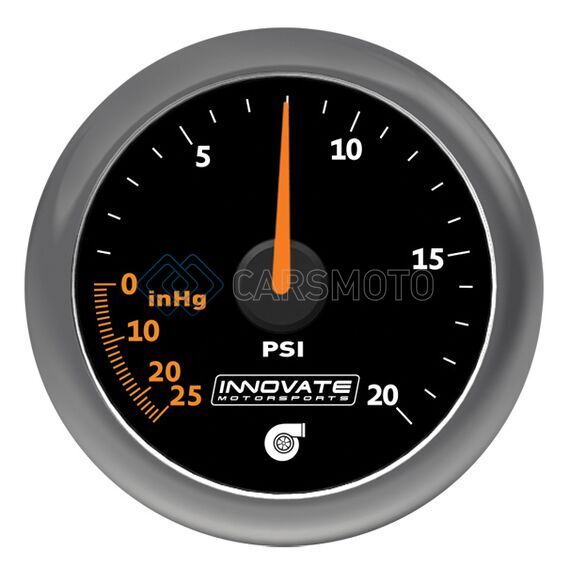 INNOVATE 3857 MTX ANALOG 20 PSI VACUUM/BOOST GAUGE KIT - BLACK DIAL