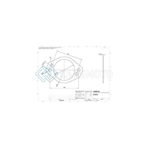TURBO XS G764H 4 HOLE 3IN GASKET 105MM CENTER-TO-CENTER (FITS WS-MP-V2 / WS02-RMA / WS02-RMA-TI)