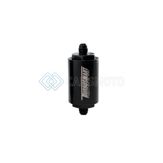TURBOSMART TS-0402-1130 FPR BILLET INLINE FUEL FILTER 1.75IN OD 3.825IN LENGTH AN-6 MALE INLET - BLACK