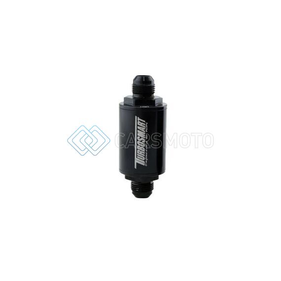 TURBOSMART TS-0402-1132 FPR BILLET INLINE FUEL FILTER 1.75IN OD 3.825IN LENGTH AN-10 MALE INLET - BLACK