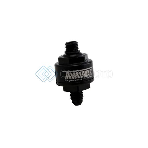 TURBOSMART TS-0804-1003 BILLET TURBO OIL FEED FILTER W/ 44 MICRON PLEATED DISC AN-4 MALE TO AN-4 ORB- BLACK