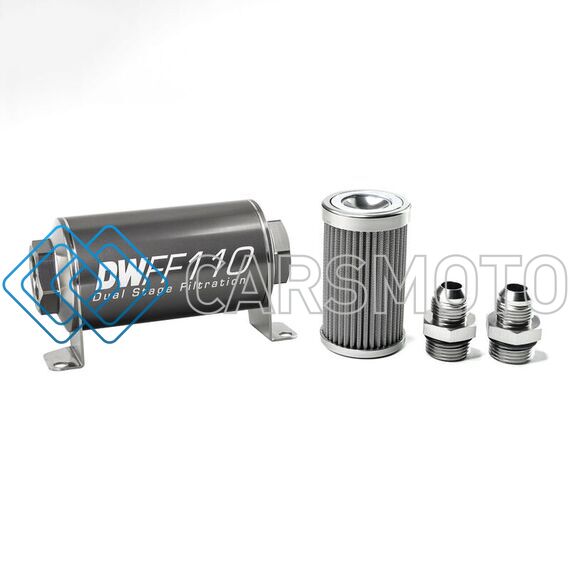 DEATSCHWERKS 8-03-110-100K-8 8AN, 100 MICRON, 110MM IN-LINE FUEL FILTER KIT