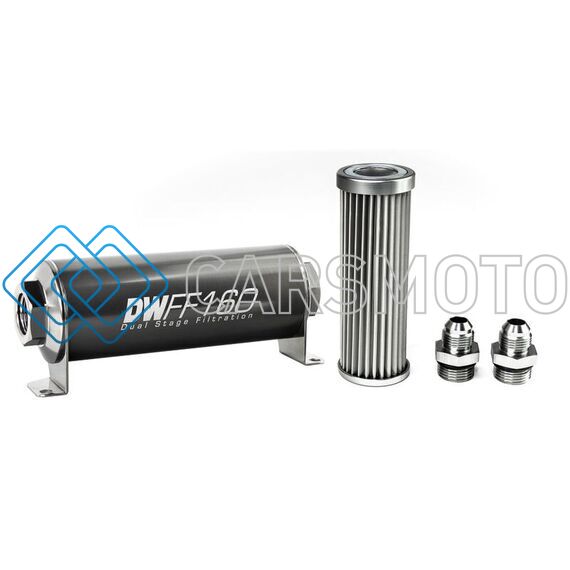 DEATSCHWERKS 8-03-160-005K-8 -8AN, 5 MICRON, 160MM IN-LINE FUEL FILTER KIT