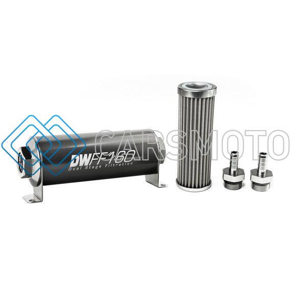 DEATSCHWERKS 8-03-160-100K-38 3/8 IN, 100 MICRON, 160MM IN-LINE FUEL FILTER KIT