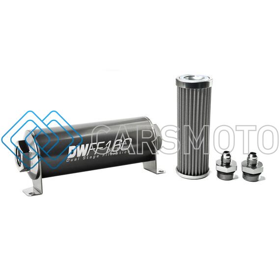 DEATSCHWERKS 8-03-160-100K-6 6AN, 100 MICRON, 160MM IN-LINE FUEL FILTER KIT