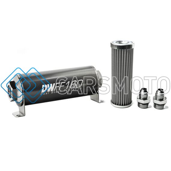 DEATSCHWERKS 8-03-160-100K-8 8AN, 100 MICRON, 160MM IN-LINE FUEL FILTER KIT