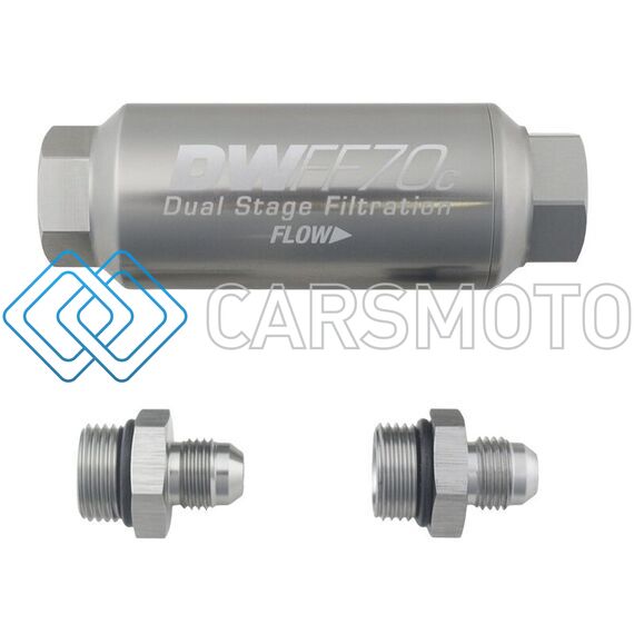 DEATSCHWERKS 8-03-70C-010K-6 -6AN, 10 MICRON, 70MM COMPACT IN-LINE FUEL FILTER KIT